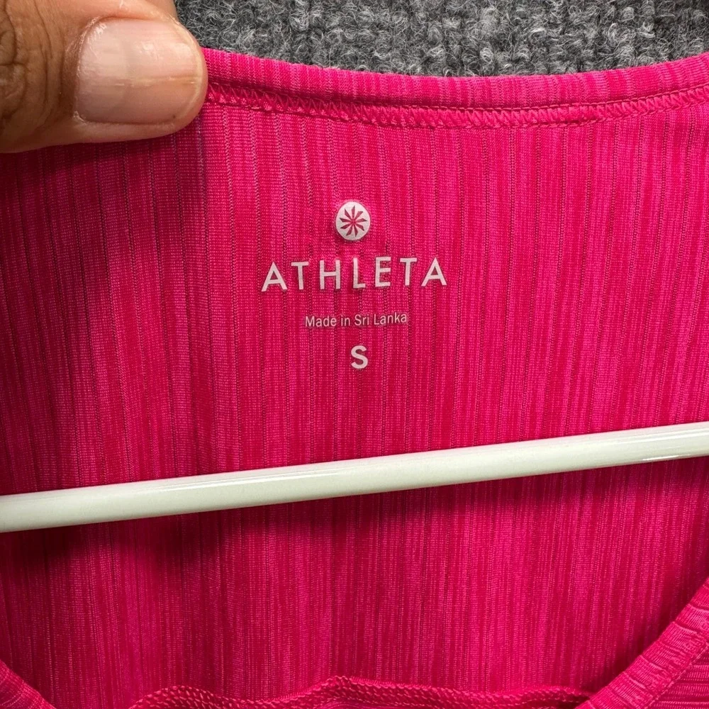 Athleta Womens Pink Space Dye Long Sleeve Scoop Neck Thumbhole Active Top Small - Picture 4 of 10
